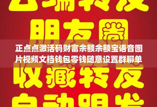 正点点激活码财富余额余额宝语音图片视频文档钱包零钱随意设置群聊单聊随意制作