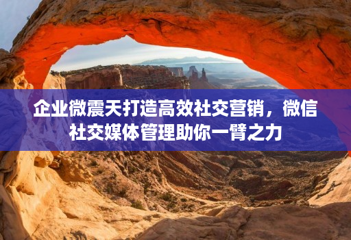 企业微震天打造高效社交营销，微信社交媒体管理助你一臂之力