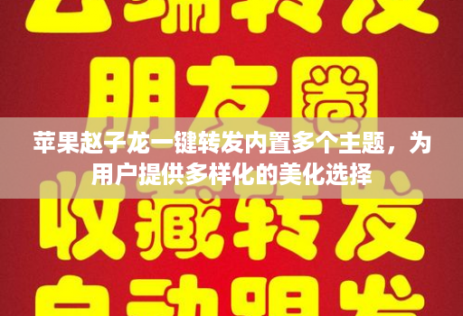 苹果赵子龙一键转发内置多个主题，为用户提供多样化的美化选择