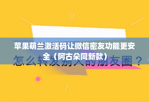 苹果萌兰激活码让微信密友功能更安全（阿古朵同新款）