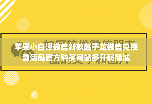 苹果小白泽微信新款赵子龙微信兑换激活码官方购买网站多开码商城