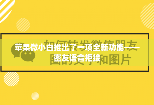 苹果微小白推出了一项全新功能——密友语音拒接