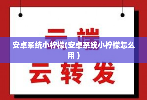 安卓系统小柠檬(安卓系统小柠檬怎么用 )