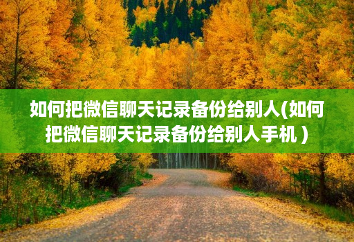 如何把微信聊天记录备份给别人(如何把微信聊天记录备份给别人手机 )