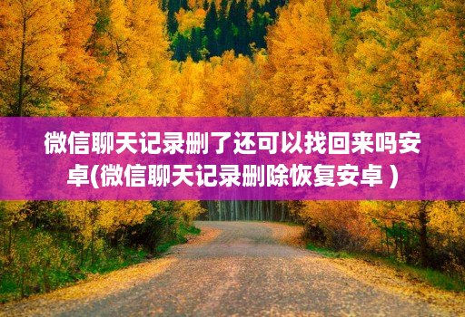 微信聊天记录删了还可以找回来吗安卓(微信聊天记录删除恢复安卓 )