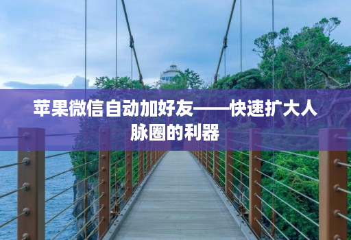 苹果微信自动加好友——快速扩大人脉圈的利器