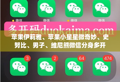 苹果伊莉雅、苹果小星星微奇妙、史努比、男子、维尼熊微信分身多开