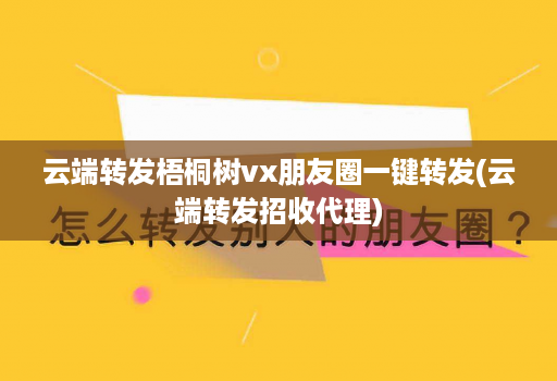 云端转发梧桐树vx朋友圈一键转发(云端转发招收代理)
